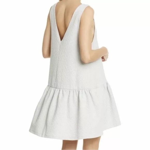 Free People Gray Sleeveless V-Neck Drop Waist Mini Oversized Dress Textured - Picture 3 of 12